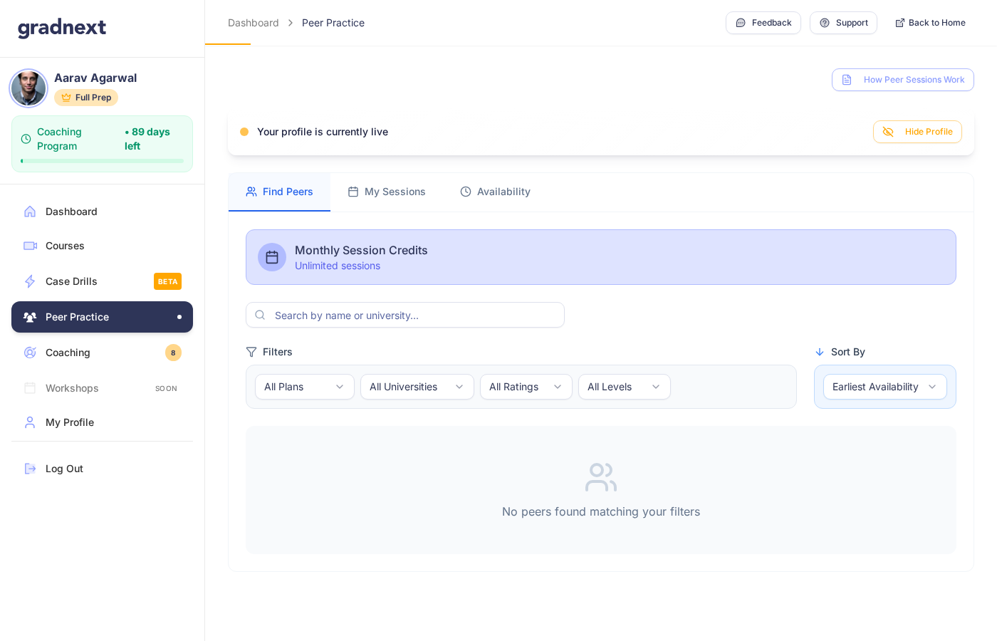 Peer Practice Dashboard